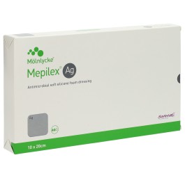 MEPILEX Ag pans hydrocel Safetac 10x20cm sil 5 pce