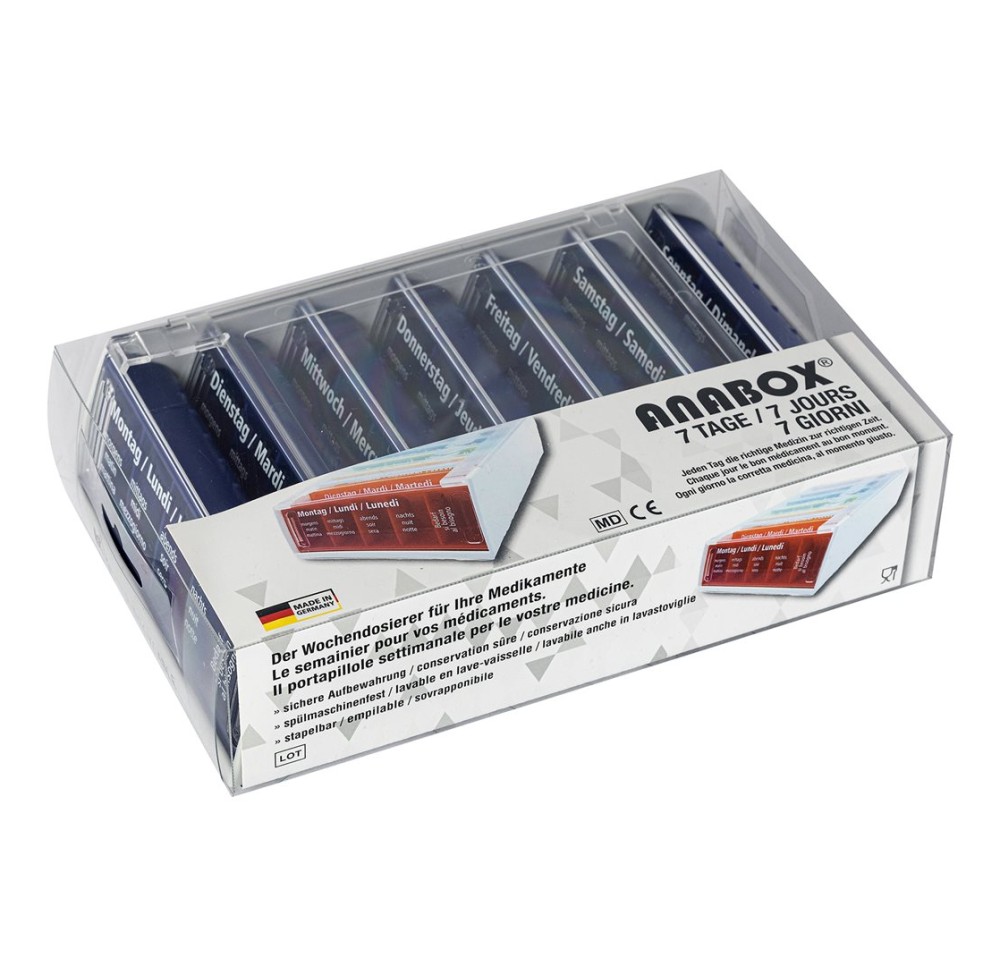 ANABOX distributeur médicaments 7jours bleu ANABOX distributeur médicaments 7jours bleu