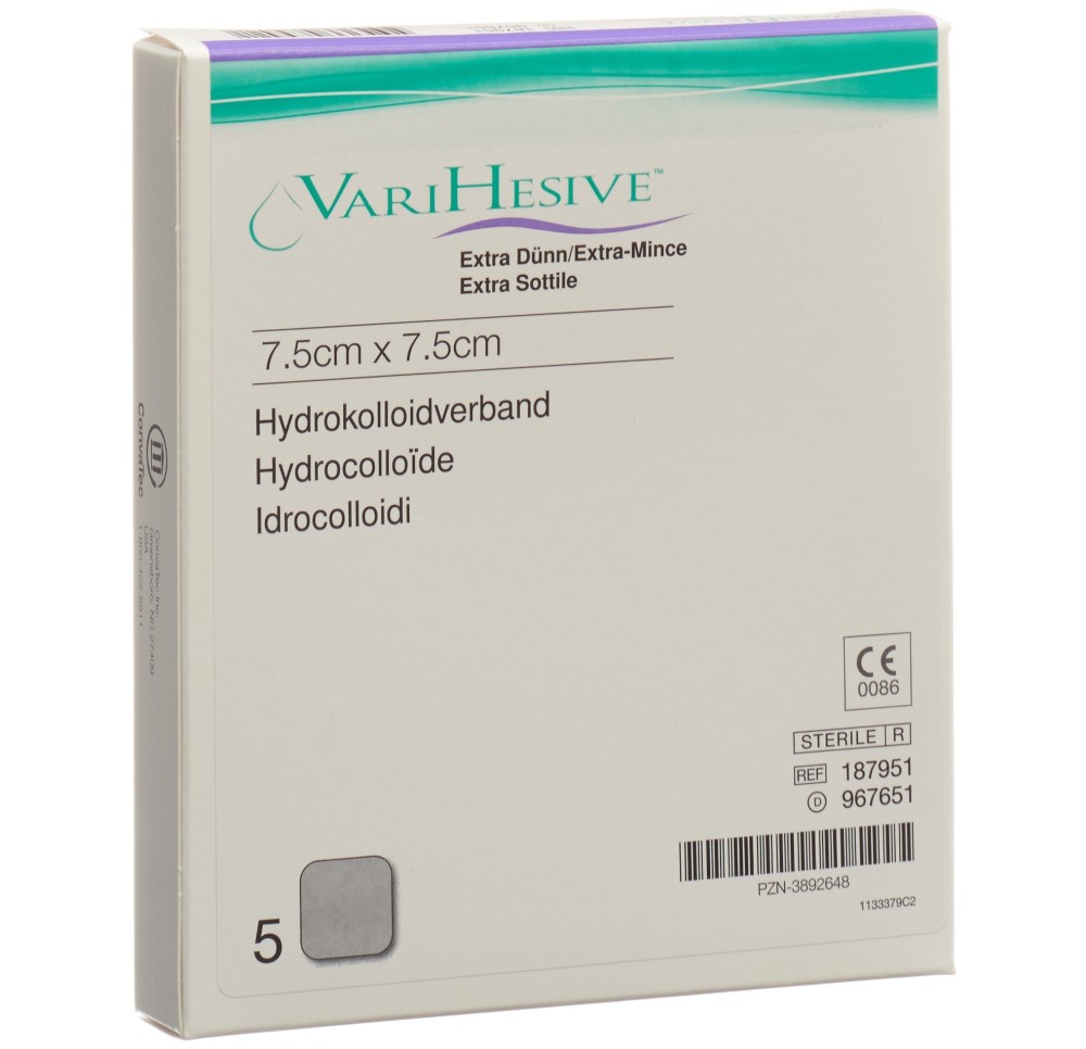 VARIHESIVE pansement 7.5x7.5cm extra mince 5 pce VARIHESIVE pansement 7.5x7.5cm extra mince 5 pce