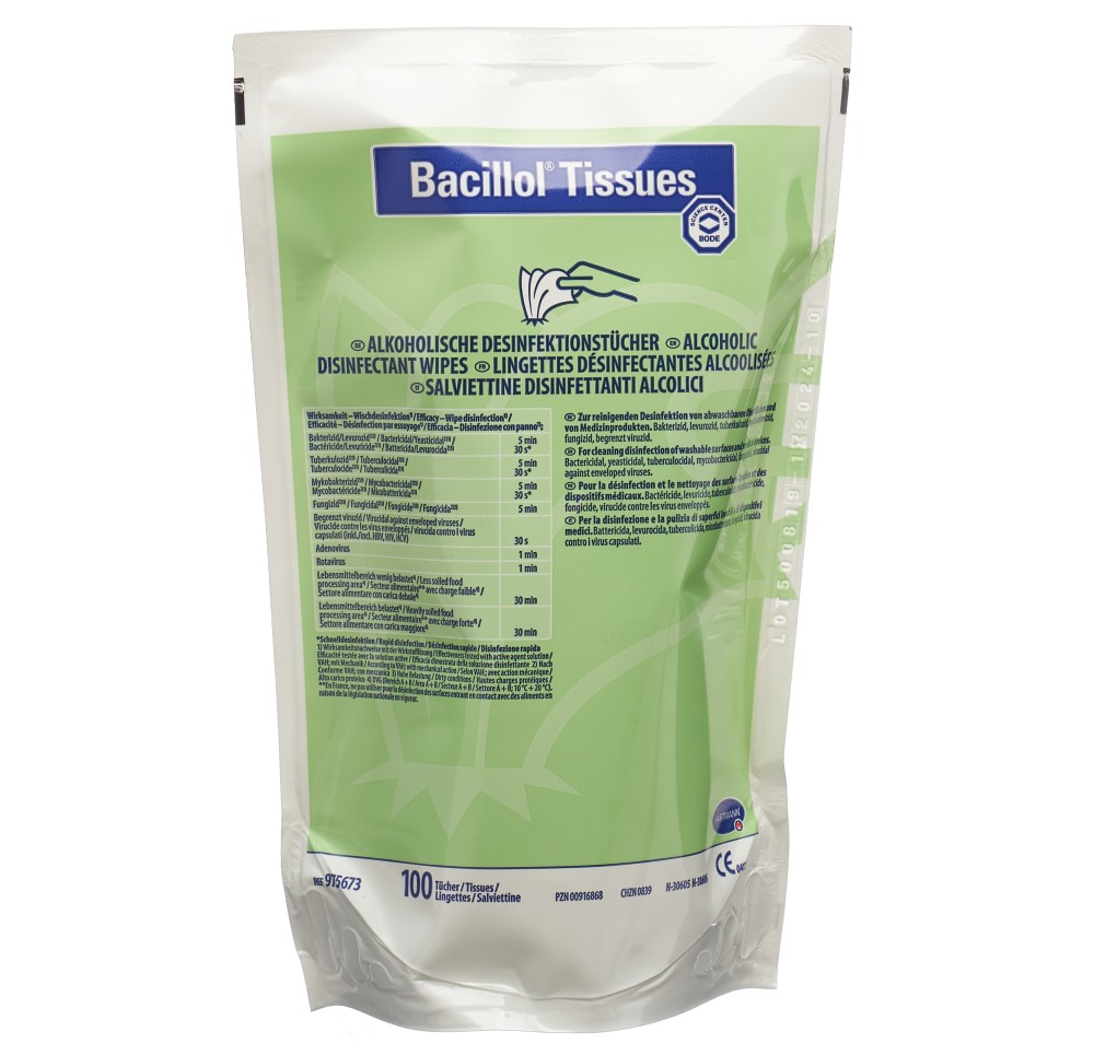 BACILLOL tissues désinfection surfaces ref 100 pce