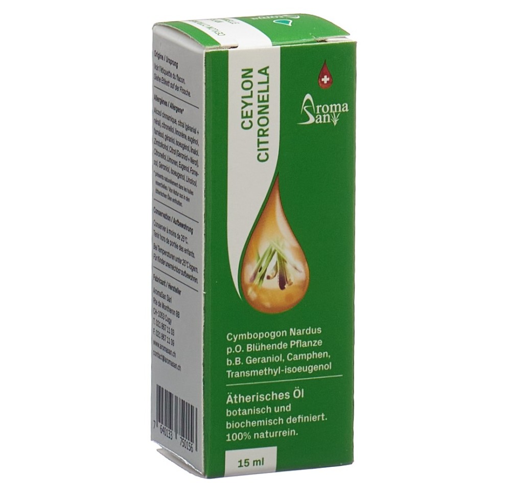 AROMASAN citronelle ceylan huil ess étui bio 15 ml AROMASAN citronelle ceylan huil ess étui bio 15 ml