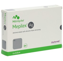 MEPILEX Ag pans hydrocel Safetac 6x8.5cm sil 5 pce