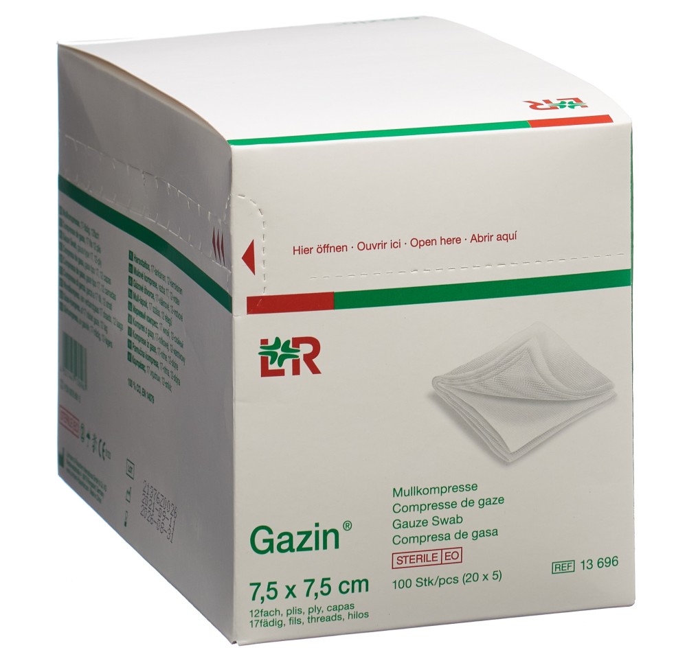 GAZIN compres gaze set 7.5x7.5cm 12p st 20 x 5 pce GAZIN compres gaze set 7.5x7.5cm 12p st 20 x 5 pce
