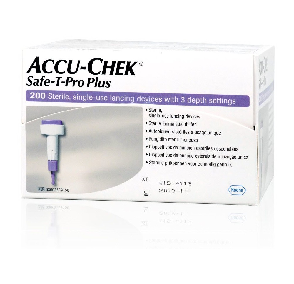 ACCU-CHEK Safe-T Pro Plus usage unique 200 pce