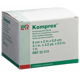 KOMPREX bande caoutchouc mousse 0.5cm 8cmx2m blanc