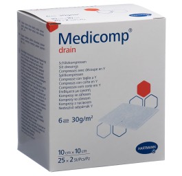 MEDICOMP drain 10x10cm stérile 25 sach 2 pce