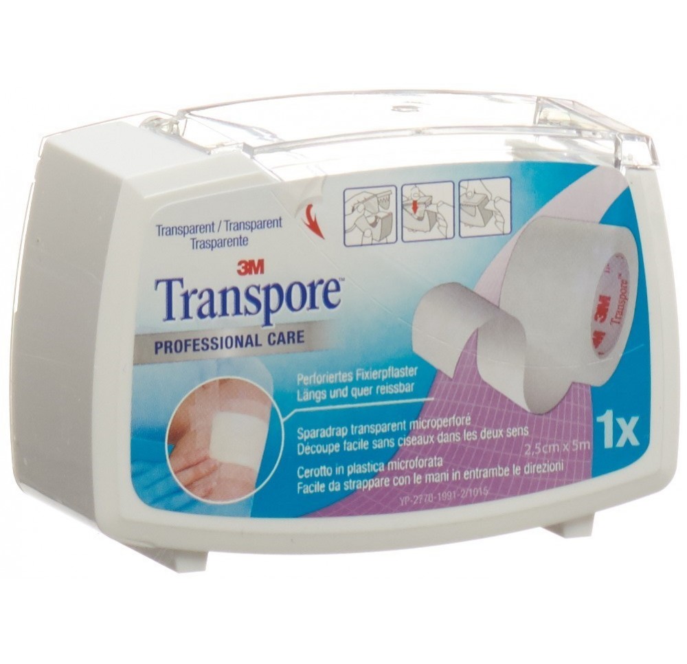 3M TRANSPORE sparadrap 5mx25mm