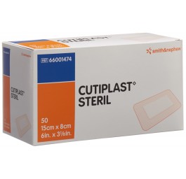 CUTIPLAST STERIL pans vuln 15cmx8cm blanc 50 pce