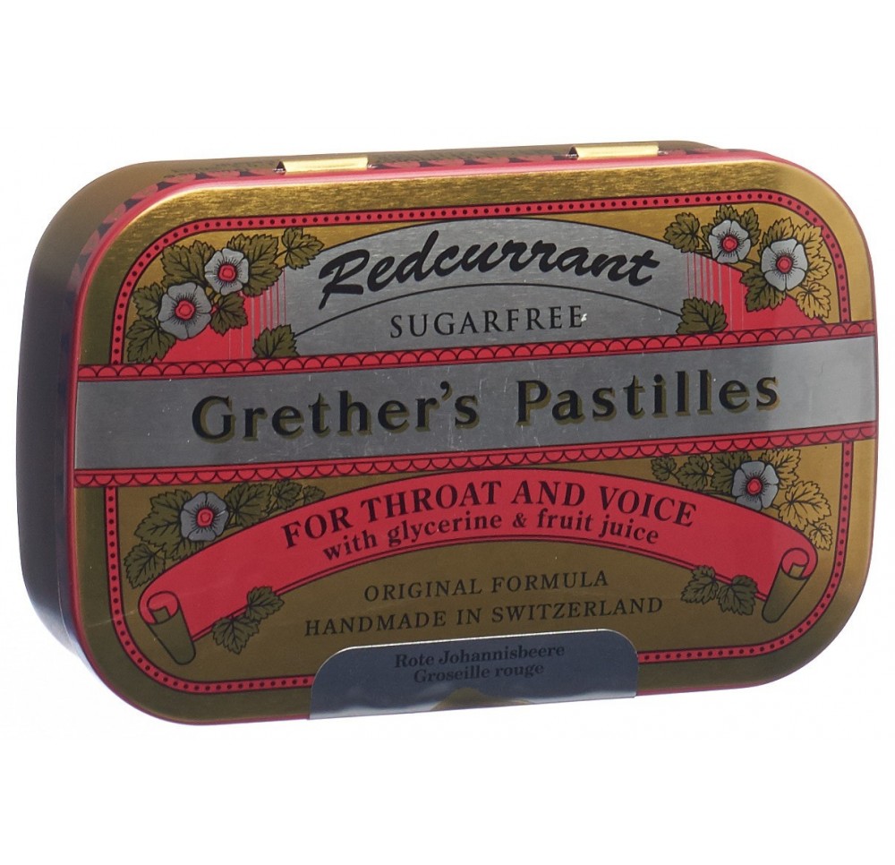 GRETHERS Redcurrant pastilles sans sucre bte 110 g