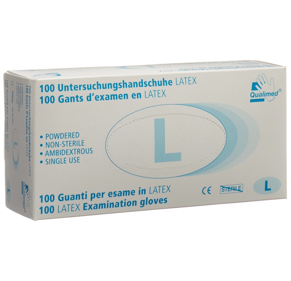 QUALIMED gant examen latex L poudr n sté 100 pce