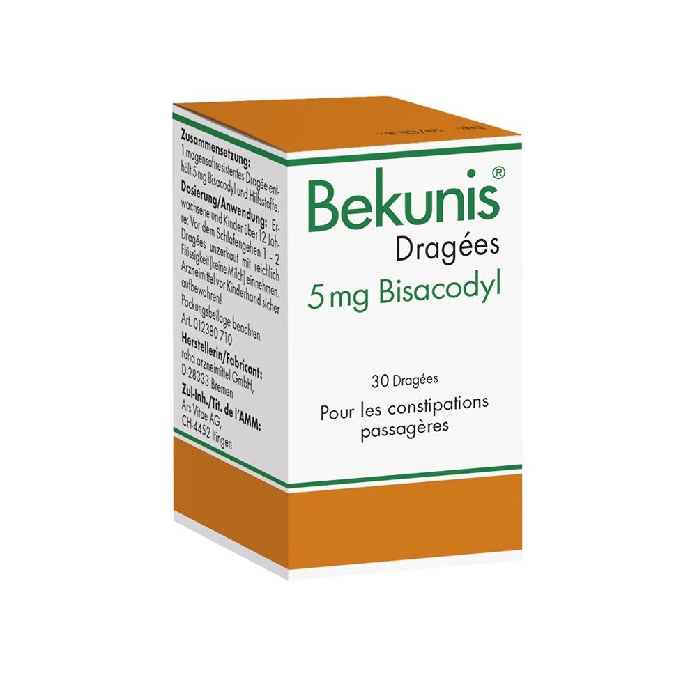 BEKUNIS dragées 5 mg bisacodyl bte 30 pce