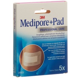 3M MEDIPORE+PAD 5x7.2cm compresse 2.5x3.8cm 5 pce