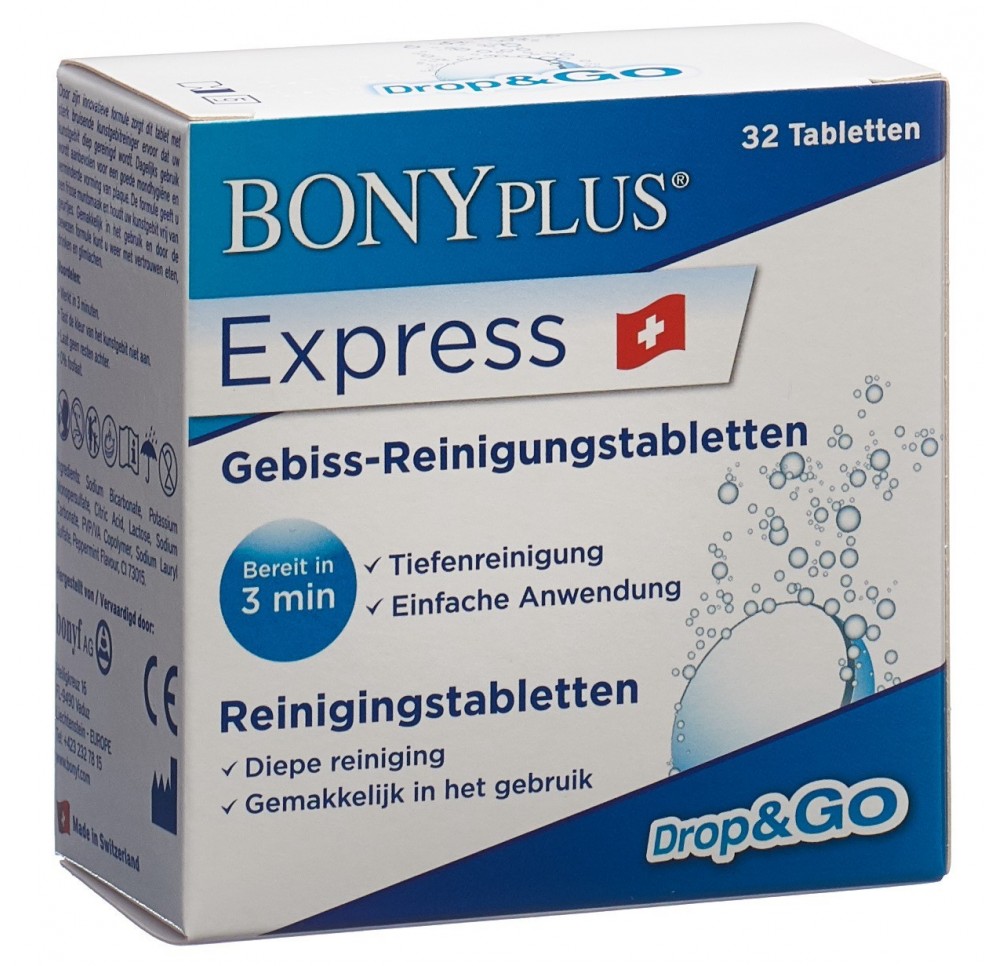 BONY PLUS Express Gebiss-Reinigungstabl 32 pce