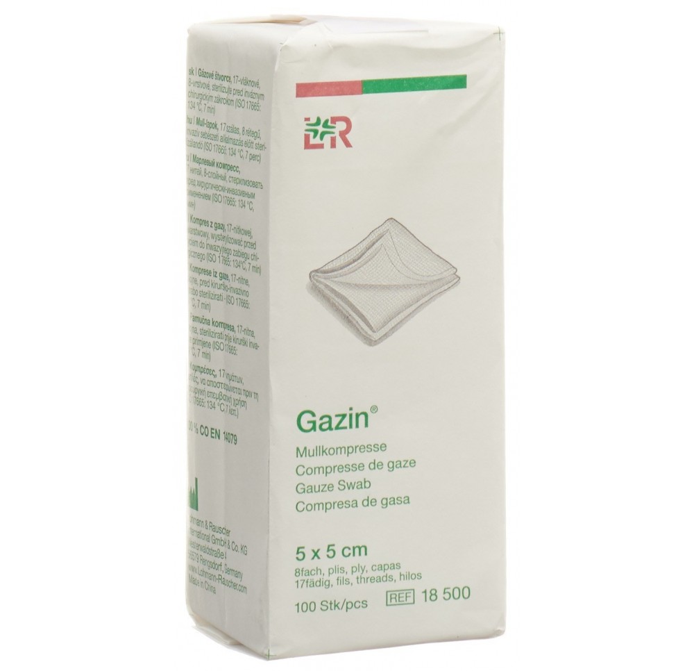 GAZIN compresses gaze 5x5cm 8p n st 100 pce