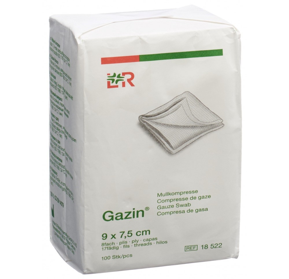 GAZIN compresses gaze 9x7.5cm 8p n st 100 pce