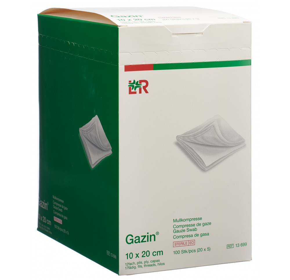 GAZIN compresse gaze 10x20cm 12p set st 20 x 5 pce