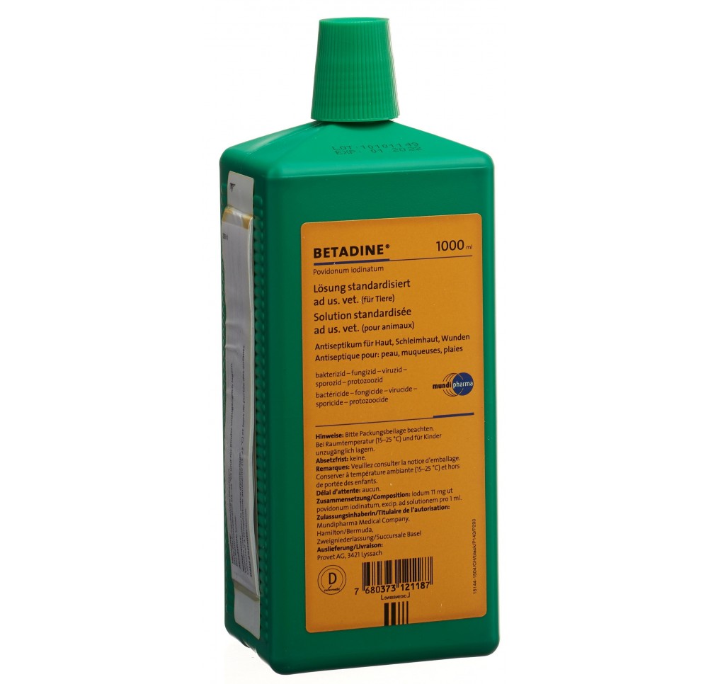 BETADINE solution standard ad us vet. 1000 ml