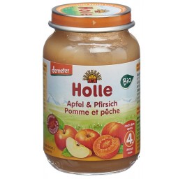 HOLLE pomme & pêche bio verre 190 g