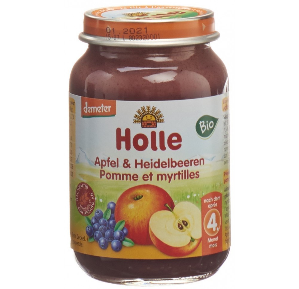 HOLLE pomme et myrtilles bio 190 g