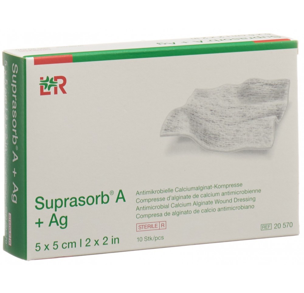 SUPRASORB A +Ag compr alg calc 5x5cm st 10 pce