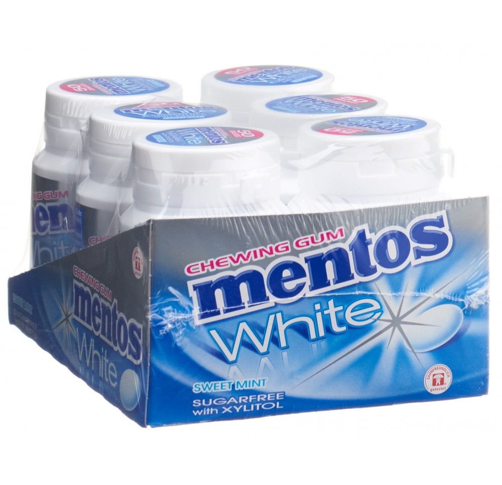 MENTOS Gum White Sweetmint 6 x 75 g