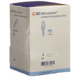 BD MICROTAINER lancettes cont 1.5x2mm bleu 200 pce