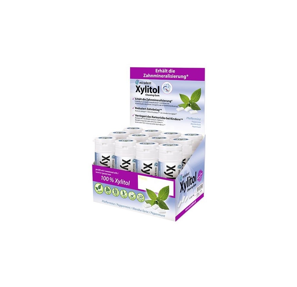 MIRADENT Xylitol Chewing Gum mint 12 x 30 pce