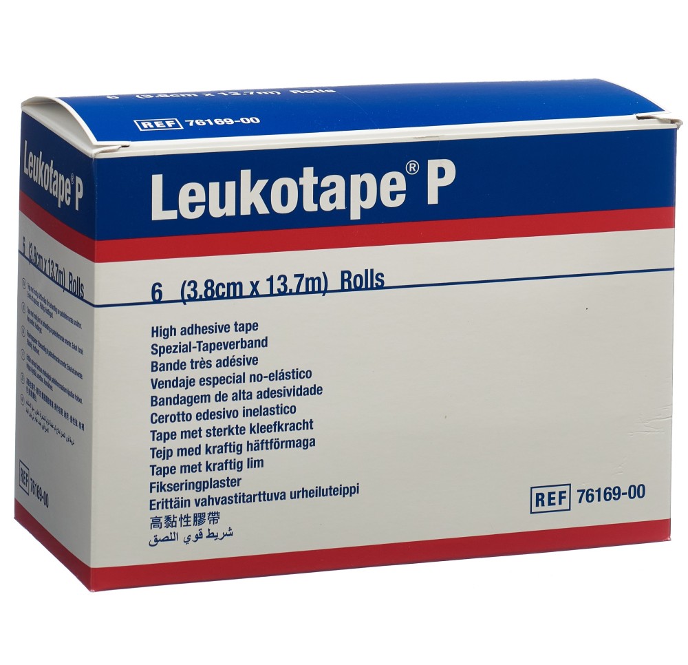 LEUKOTAPE P bande adhésive 13.7mx3.8cm 6 pce LEUKOTAPE P bande adhésive 13.7mx3.8cm 6 pce