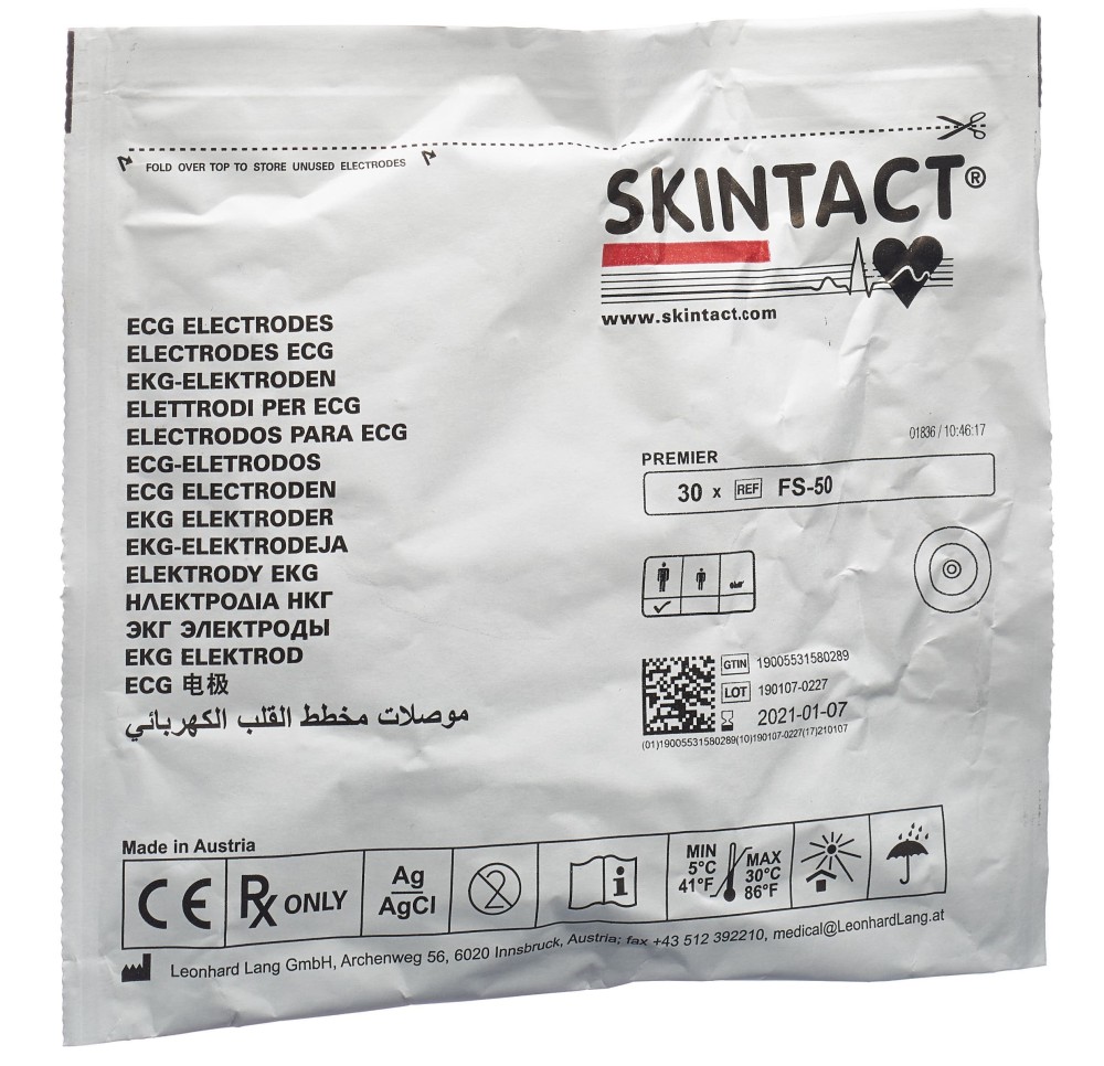 SKINTACT ECG elect mousse PE adu rond FS-50 30 pce