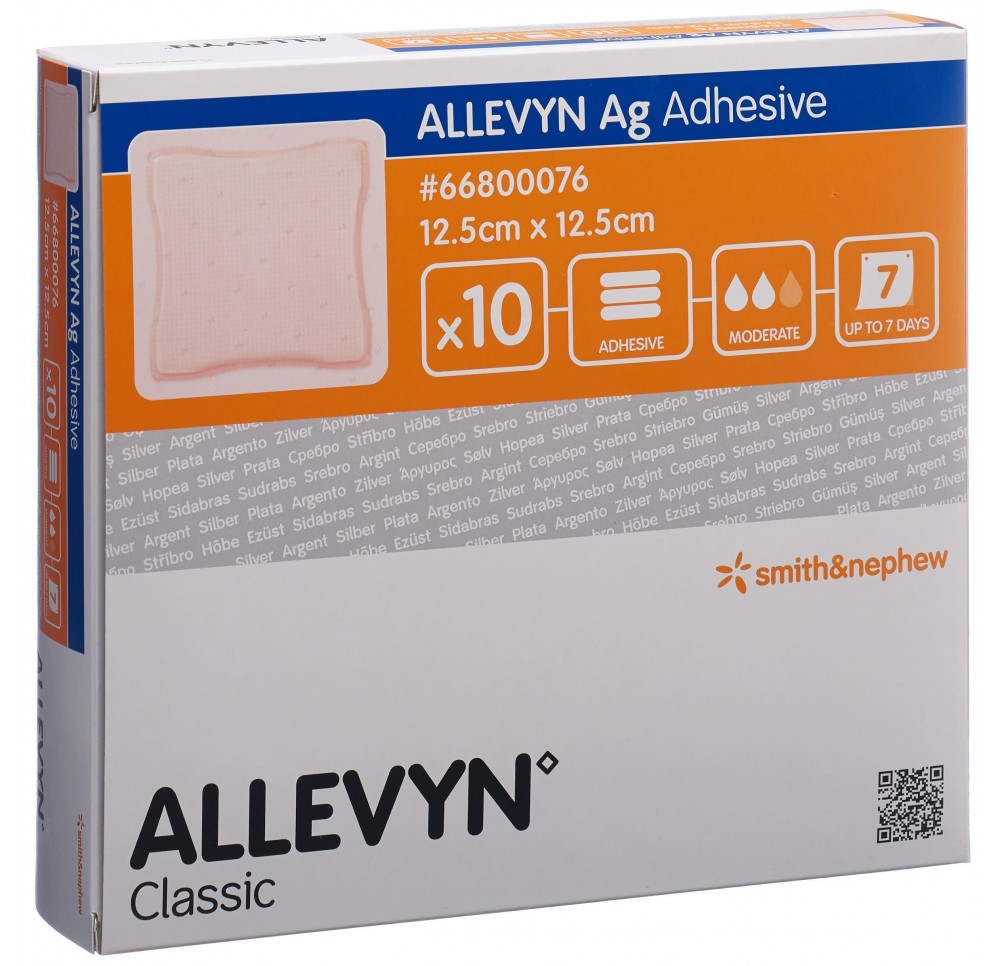 ALLEVYN AG ADHESIVE pans hydroc 12.5x12.5cm 10 pce