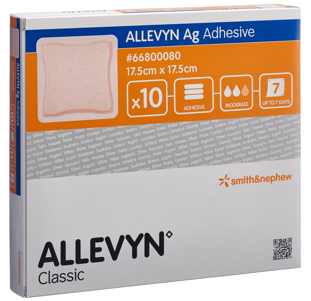 ALLEVYN AG ADHESIVE pans hydroc 17.5x17.5cm 10 pce