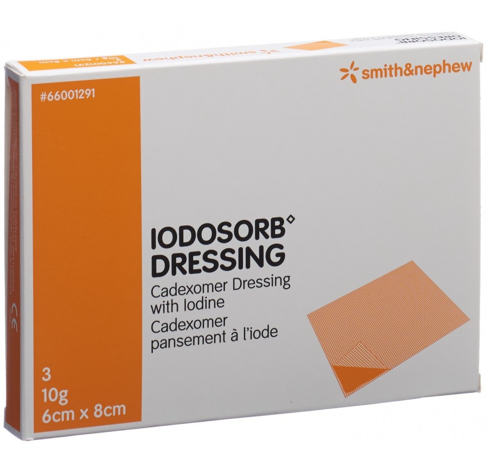 IODOSORB dressing 10 g 6x8cm 3 pce