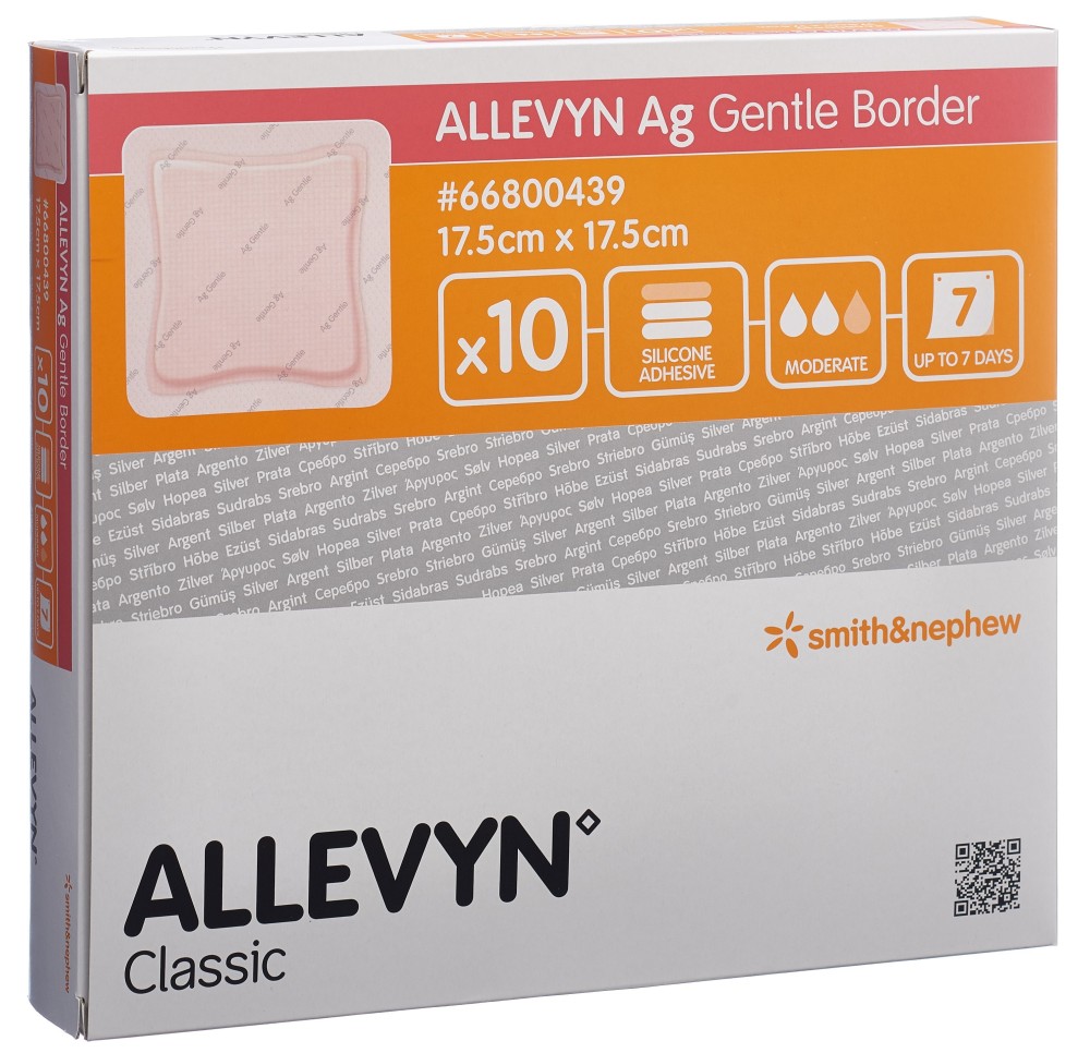 ALLEVYN AG GB pansement vuln 17.5x17.5cm 10 pce ALLEVYN AG GB pansement vuln 17.5x17.5cm 10 pce