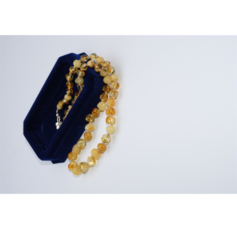 AMBERSTYLE ambre 32cm blanc jaune ferm magn