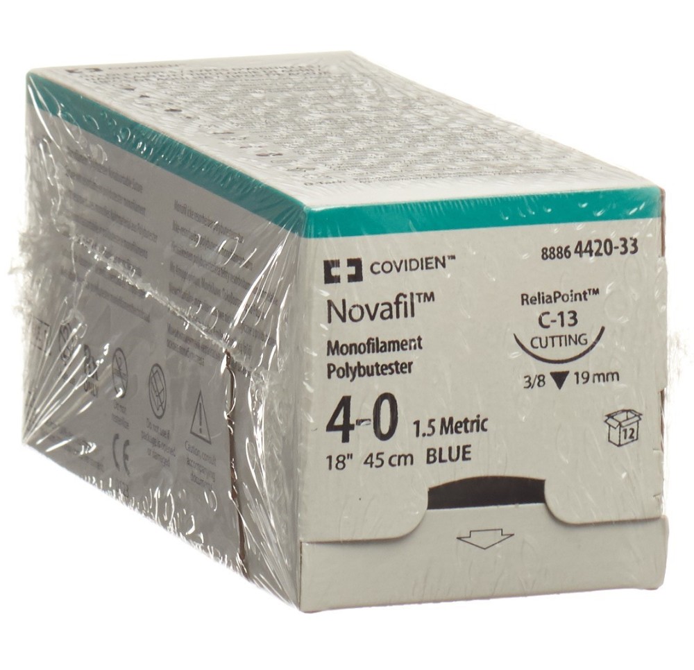NOVAFIL 45cm bleu 4-0 C-13 12 pce