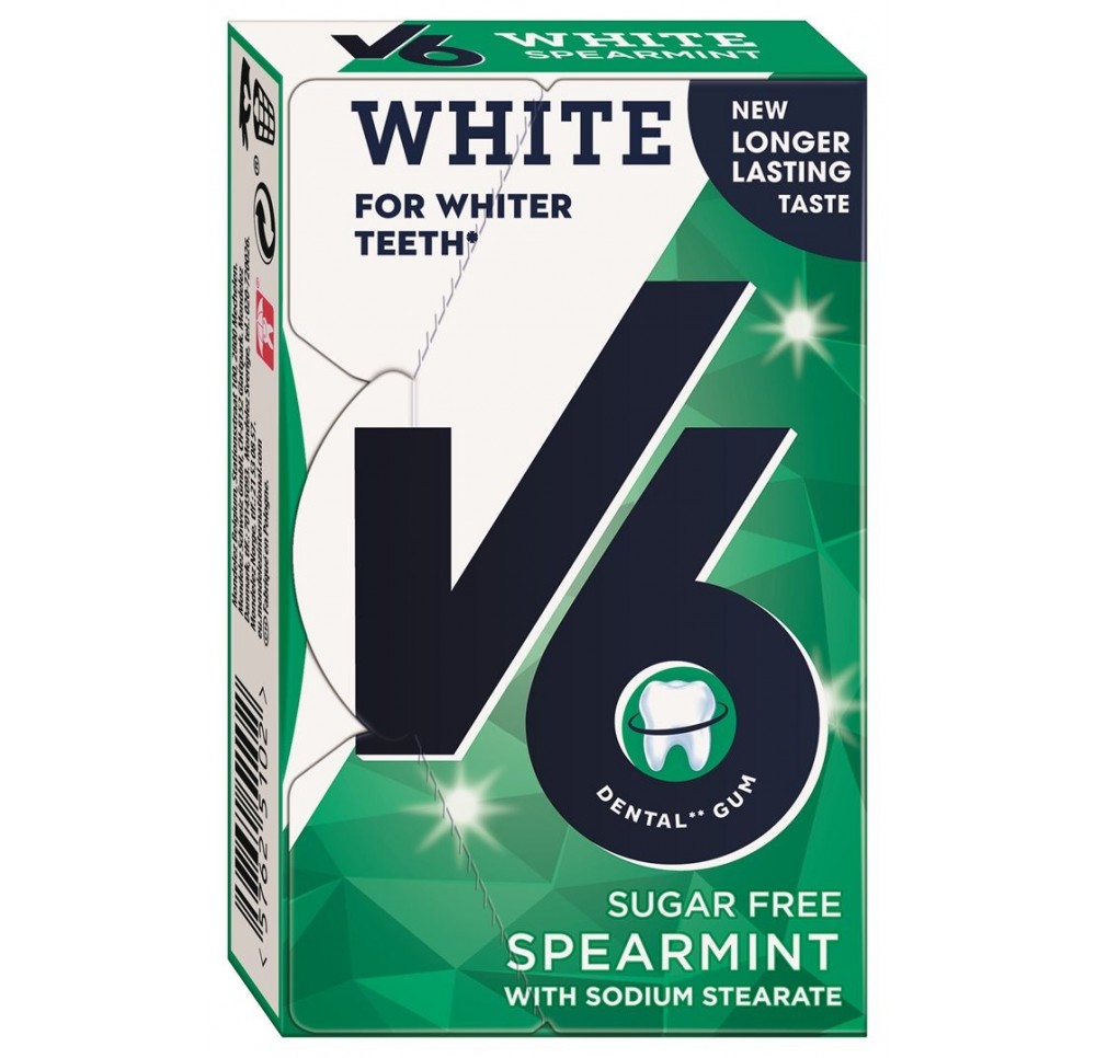 V6 White chewing gum Spearmint box