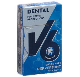 V6 Dental Care chewing gum Peppermint box