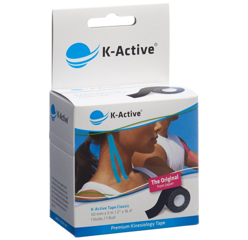 K-ACTIVE Tape Classic 5cmx5m noir hydrofuge