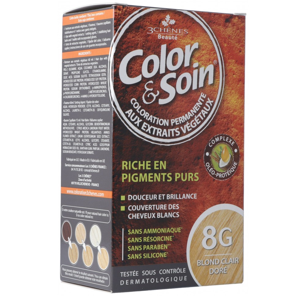 COLOR & SOIN coloration 8G blond clair doré 135 ml