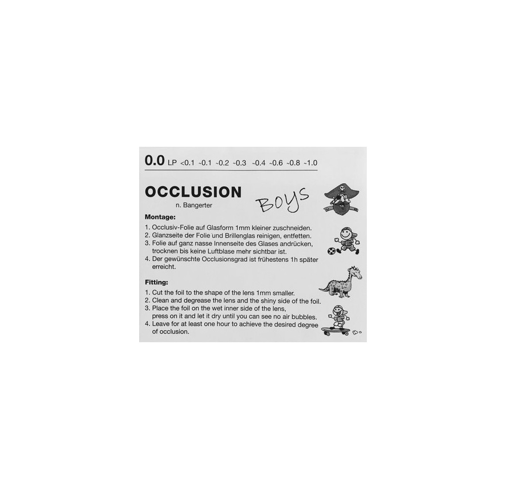 RYSER feuille d'occlusion ~0.0 bloc 4 sujets Boys RYSER feuille d'occlusion ~0.0 bloc 4 sujets Boys