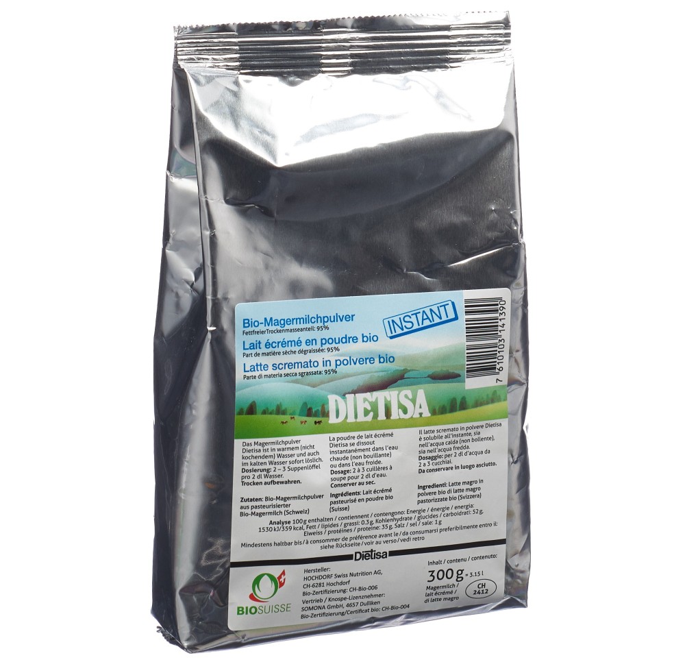 DIETISA lait écrémé poudre instant bio sach 300 g DIETISA lait écrémé poudre instant bio sach 300 g