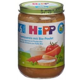 HIPP riz aux légumes et poulet bio verre 190 g