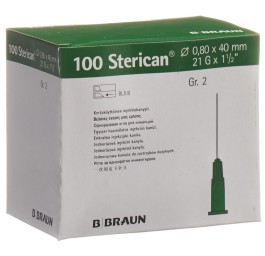STERICAN aigui 21G 0.80x40mm vert luer 100 pce