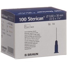 STERICAN aigui 23G 0.60x30mm bleu luer 100 pce