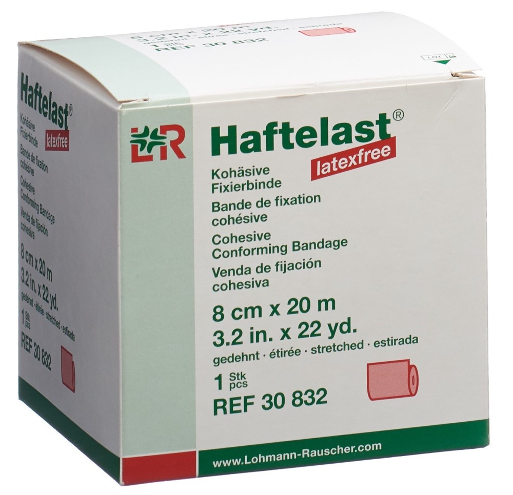 HAFTELAST s latex bande fix 8cmx20m cohé rou