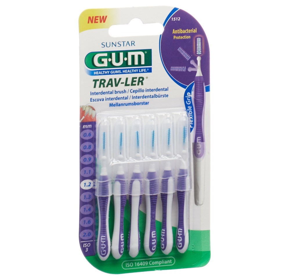 GUM Trav-Ler 1.2mm ISO3 cyl violet 6 pce GUM Trav-Ler 1.2mm ISO3 cyl violet 6 pce