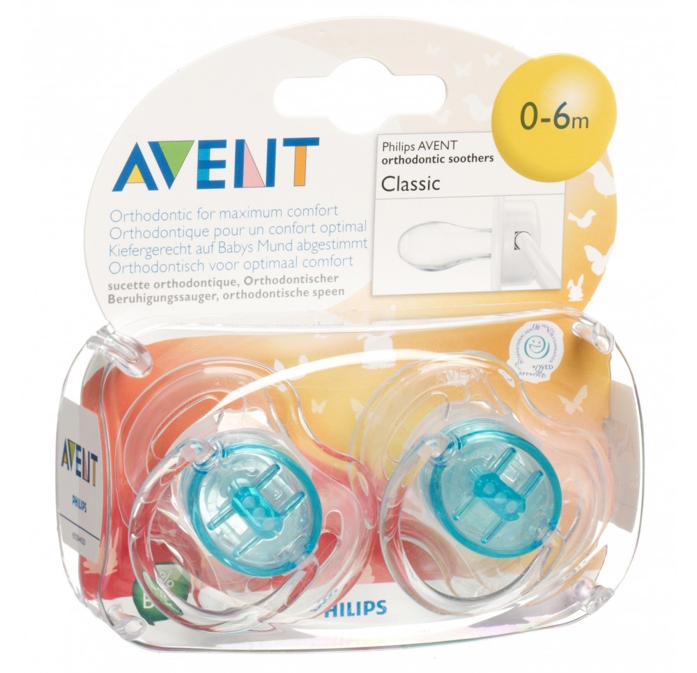 PHILIPS AVENT sucette transparente 0-6 m 2 pce