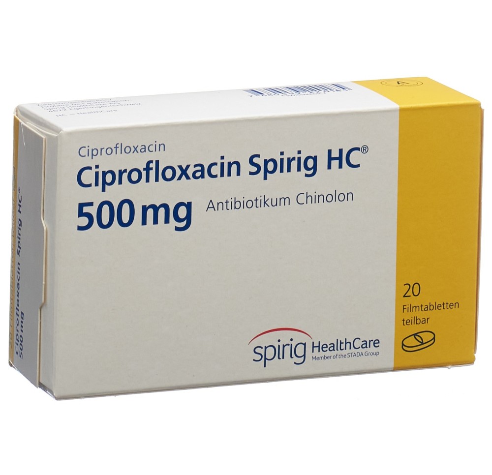 CIPROFLOXACINE Spirig HC cpr pell 500 mg 20 pce CIPROFLOXACINE Spirig HC cpr pell 500 mg 20 pce