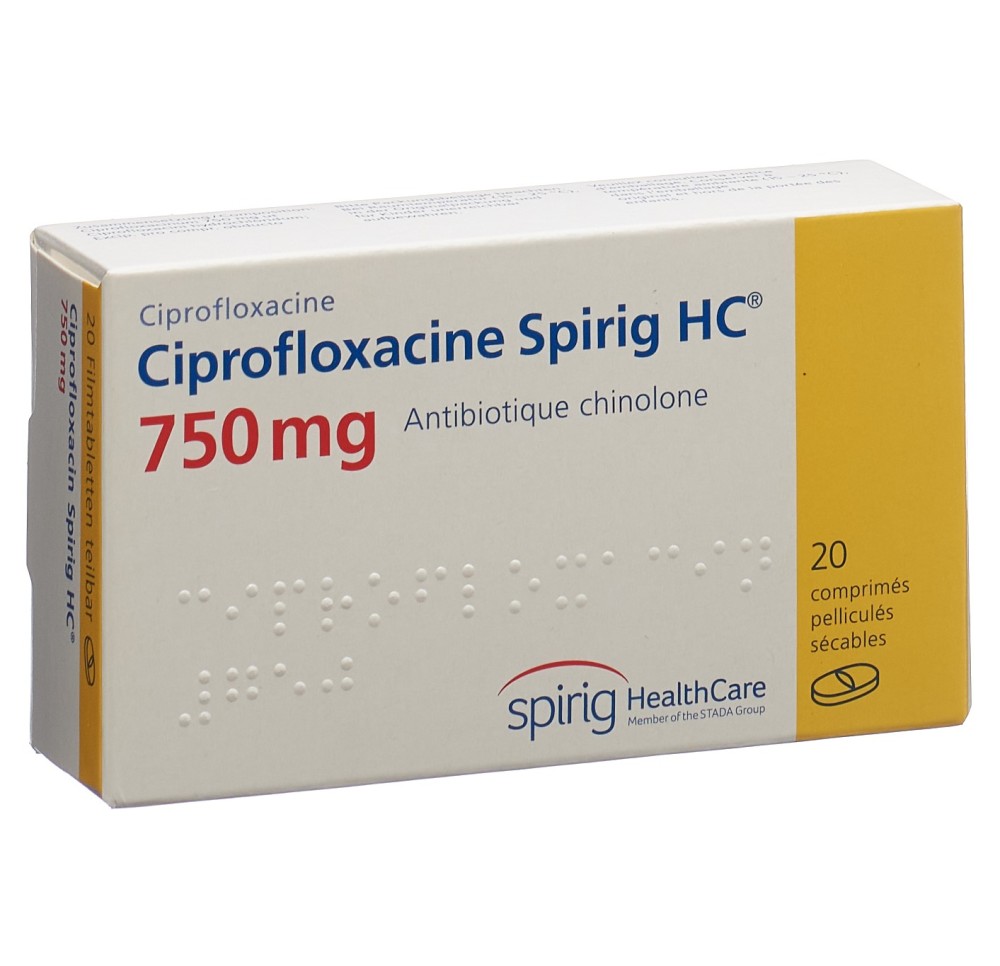 CIPROFLOXACINE Spirig HC cpr pell 750 mg 20 pce