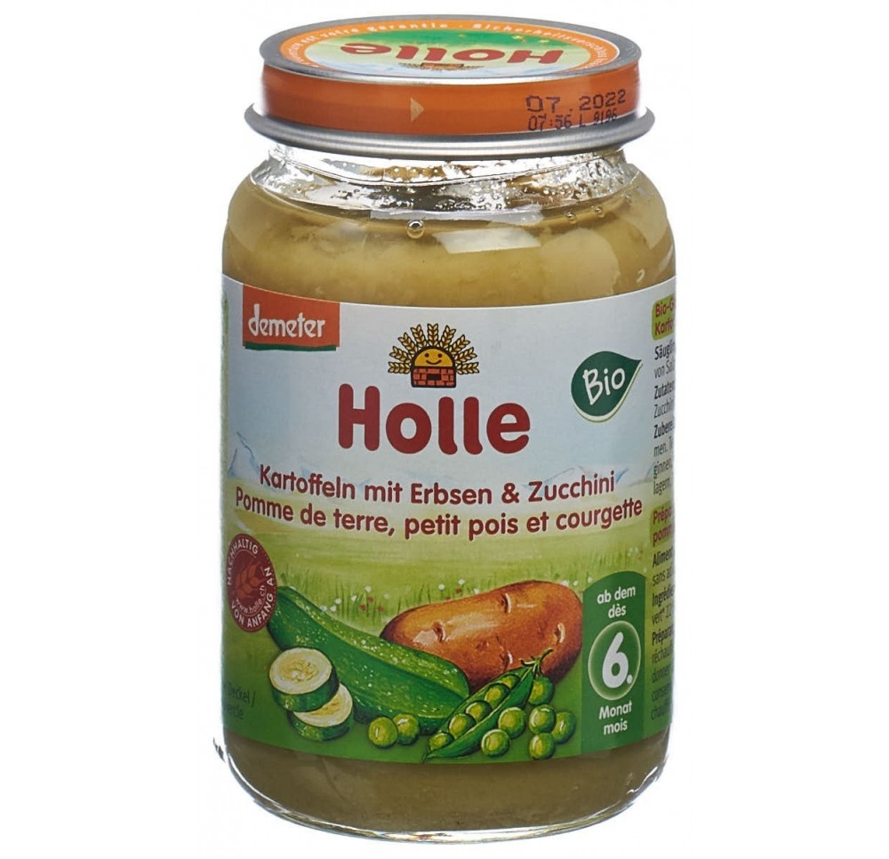 HOLLE pom terre a pet pois et courget bio 190 g